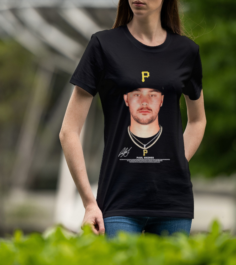Paul Skenes Pittsburgh Pirates MLB Player Portrait And Signature T-Shirt
