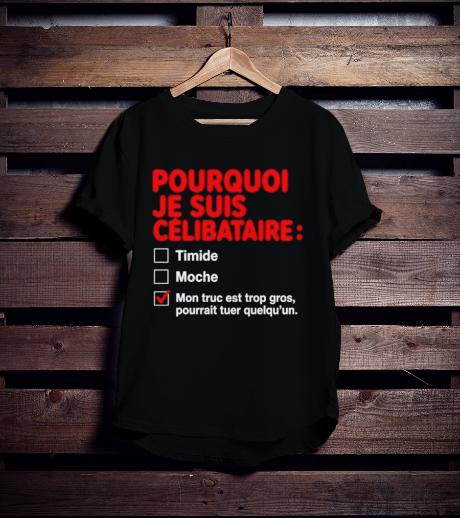 Pourquoi Je Suis Célibataire Mon Truc Est Trop Gros Pourrait Tuer Quelqu'un T-Shirt