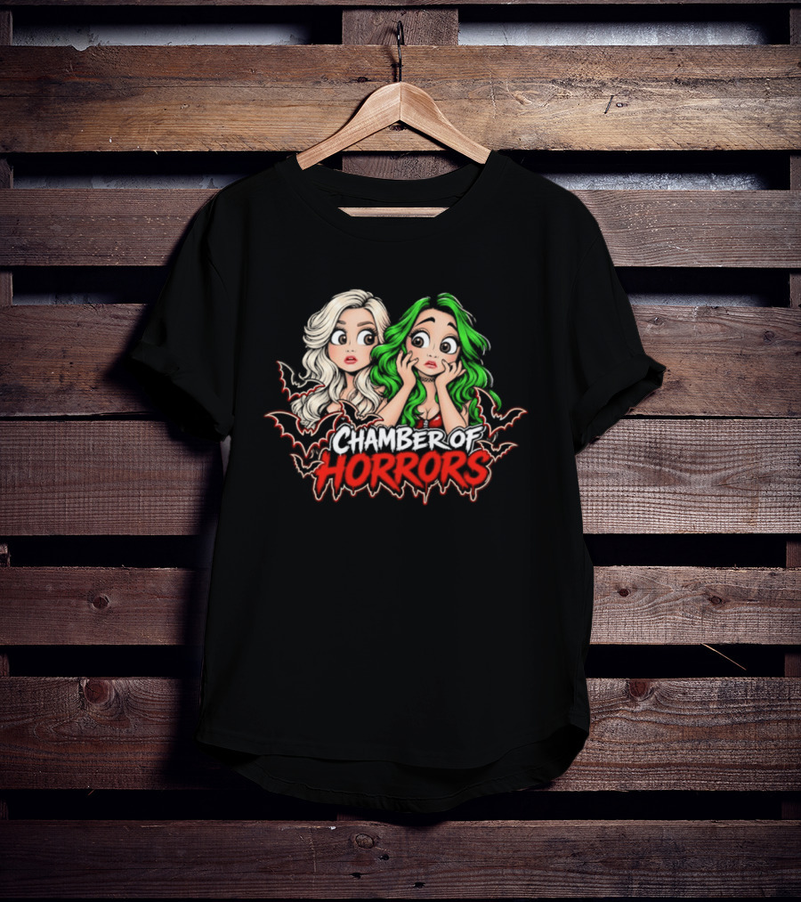 Scarlett And Shotzi Chamber Of Horrors Bats And Green Hair T-Shirt