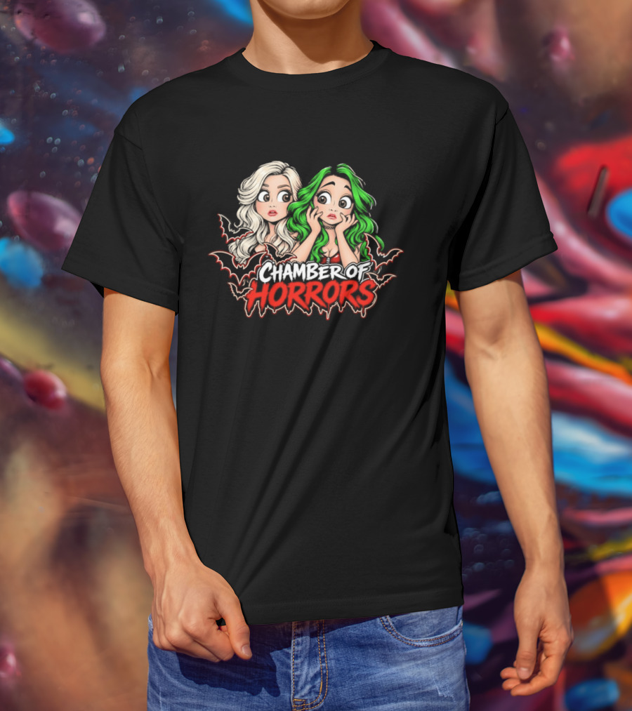 Scarlett And Shotzi Chamber Of Horrors Bats And Green Hair T-Shirt