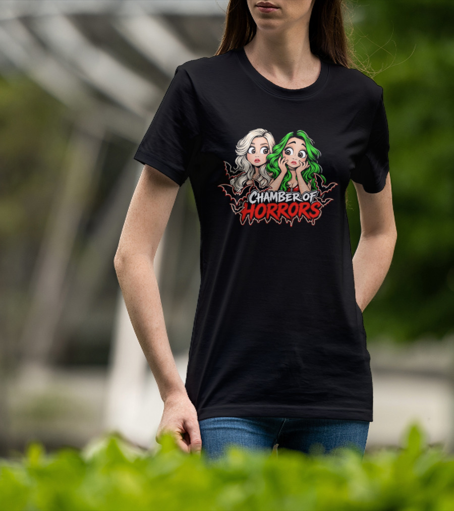 Scarlett And Shotzi Chamber Of Horrors Bats And Green Hair T-Shirt