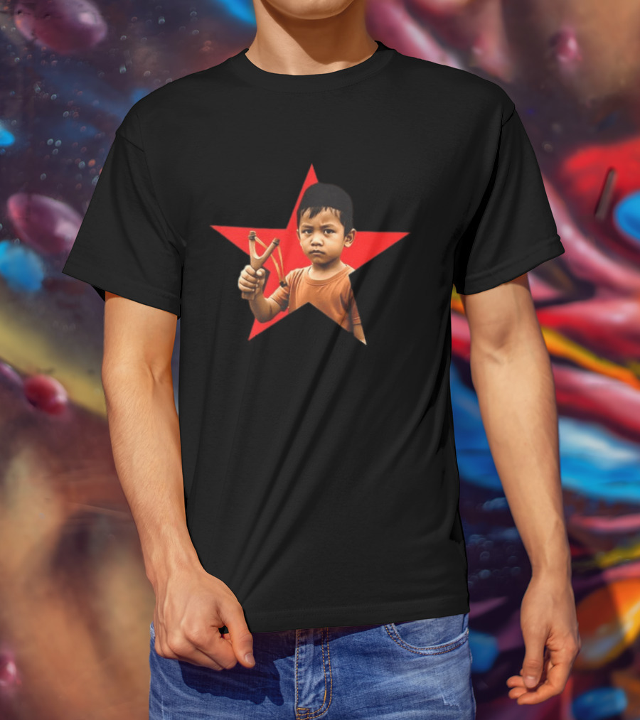 Kid Silop Goblog Anjing Loba Waduk Red Star Sling Shot 2 Sided T-Shirt