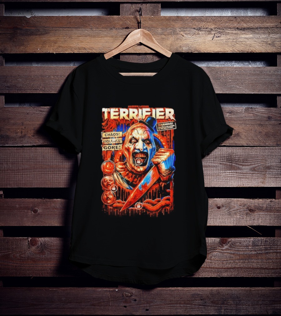 Damien Leone Terrifier Chaos Violence Gore Warning Clown T-Shirt