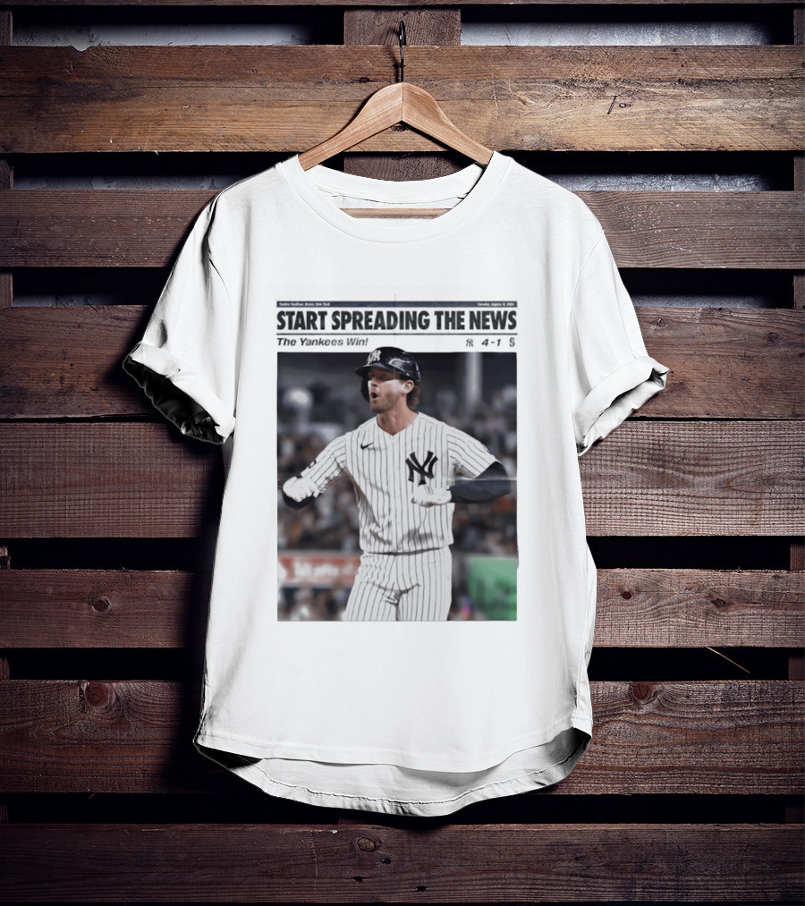 Anthony Volpe New York Yankees Start Spreading The News Pinstripe Jersey Celebration T-Shirt