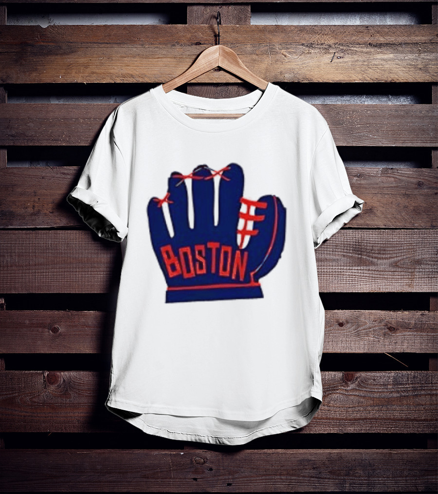 Boston Red Sox MLB Hat And Glove Baseball Club T-Shirt