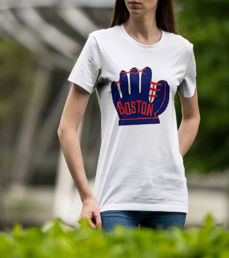 Boston Red Sox MLB Hat And Glove Baseball Club T-Shirt