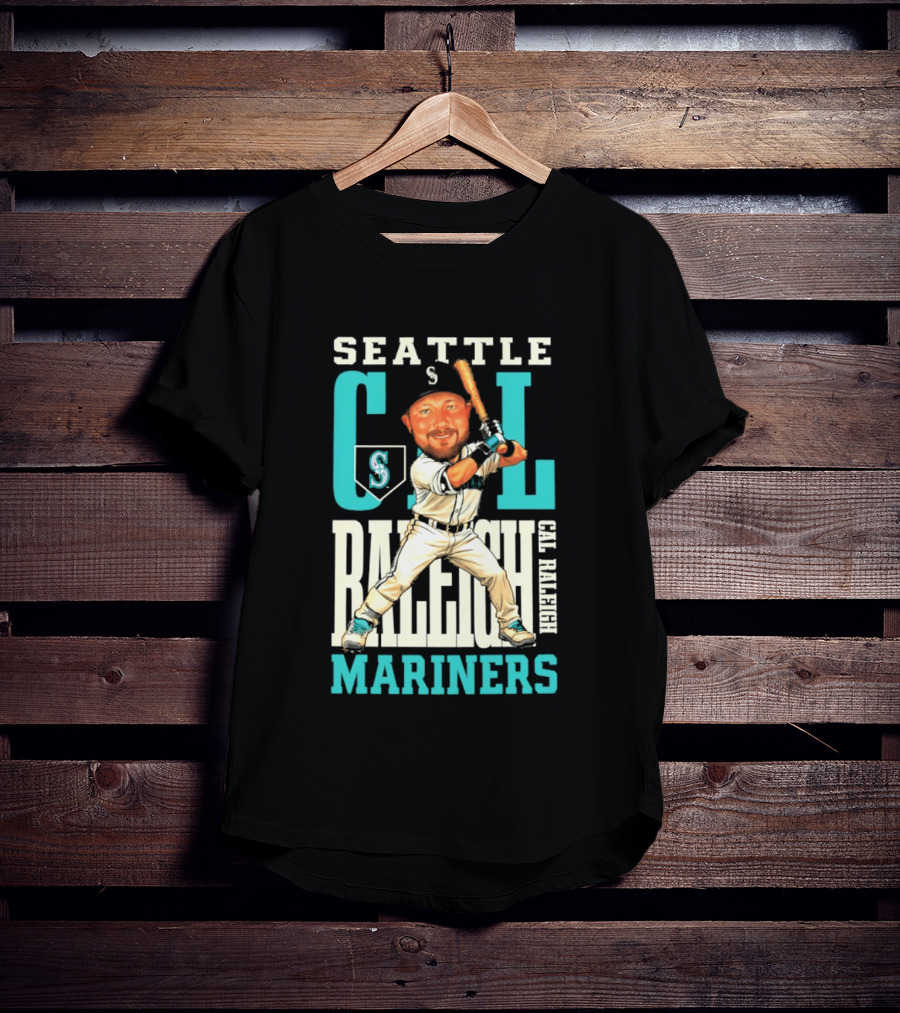 Seattle Mariners Cal Raleigh Baseball Caricature Mariners T-Shirt