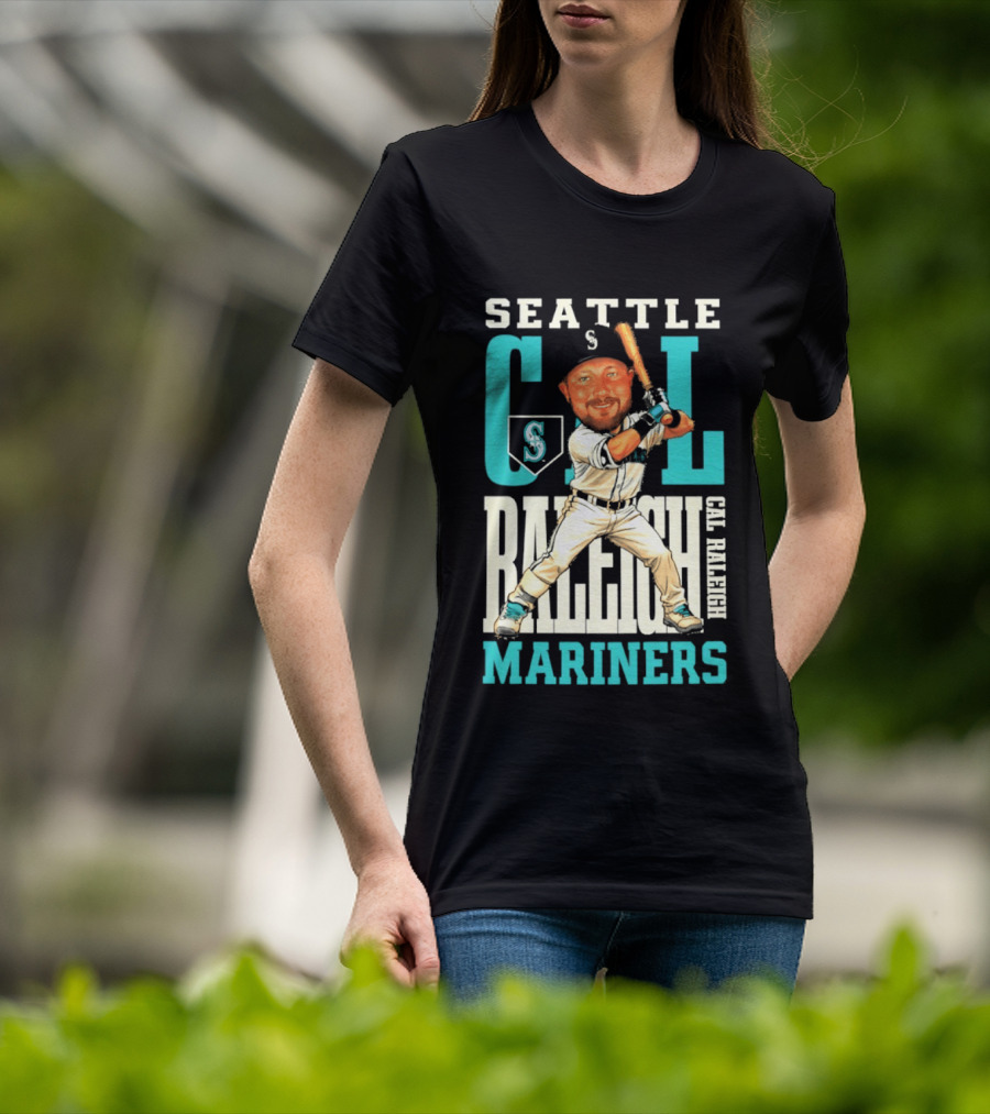 Seattle Mariners Cal Raleigh Baseball Caricature Mariners T-Shirt