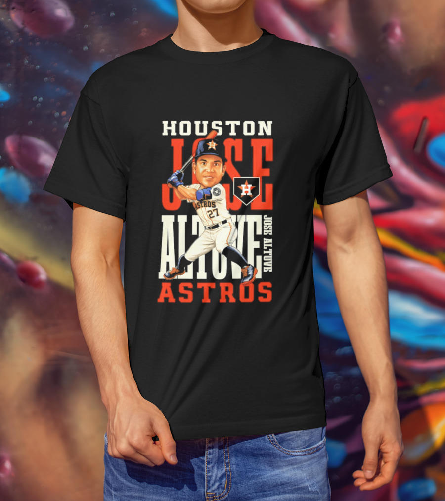 Houston Astros Jose Altuve Baseball Caricature T-Shirt