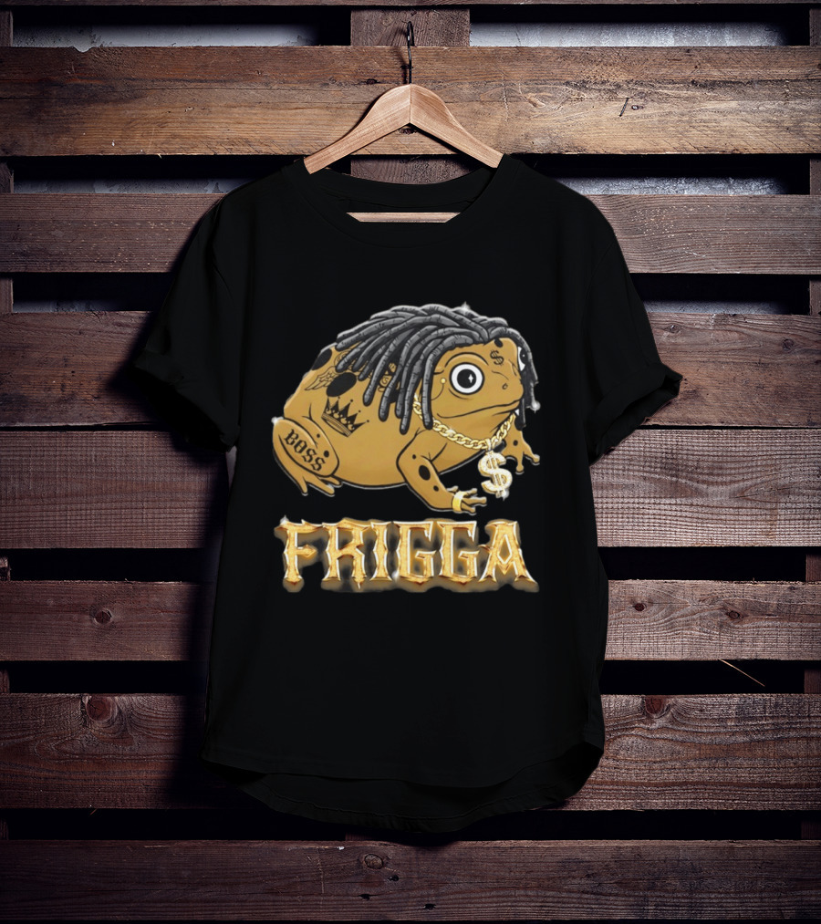 Frigga Boss Frog Crown Tattoos Dollar Chain T-Shirt