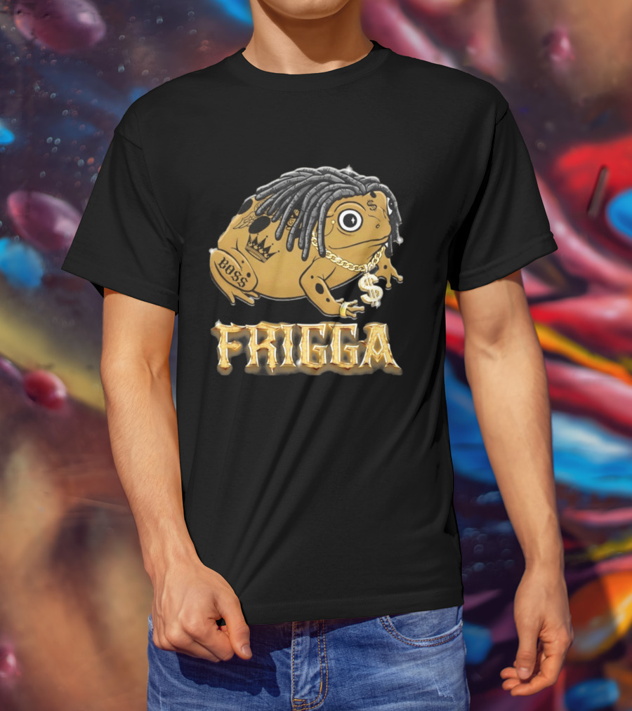 Frigga Boss Frog Crown Tattoos Dollar Chain T-Shirt