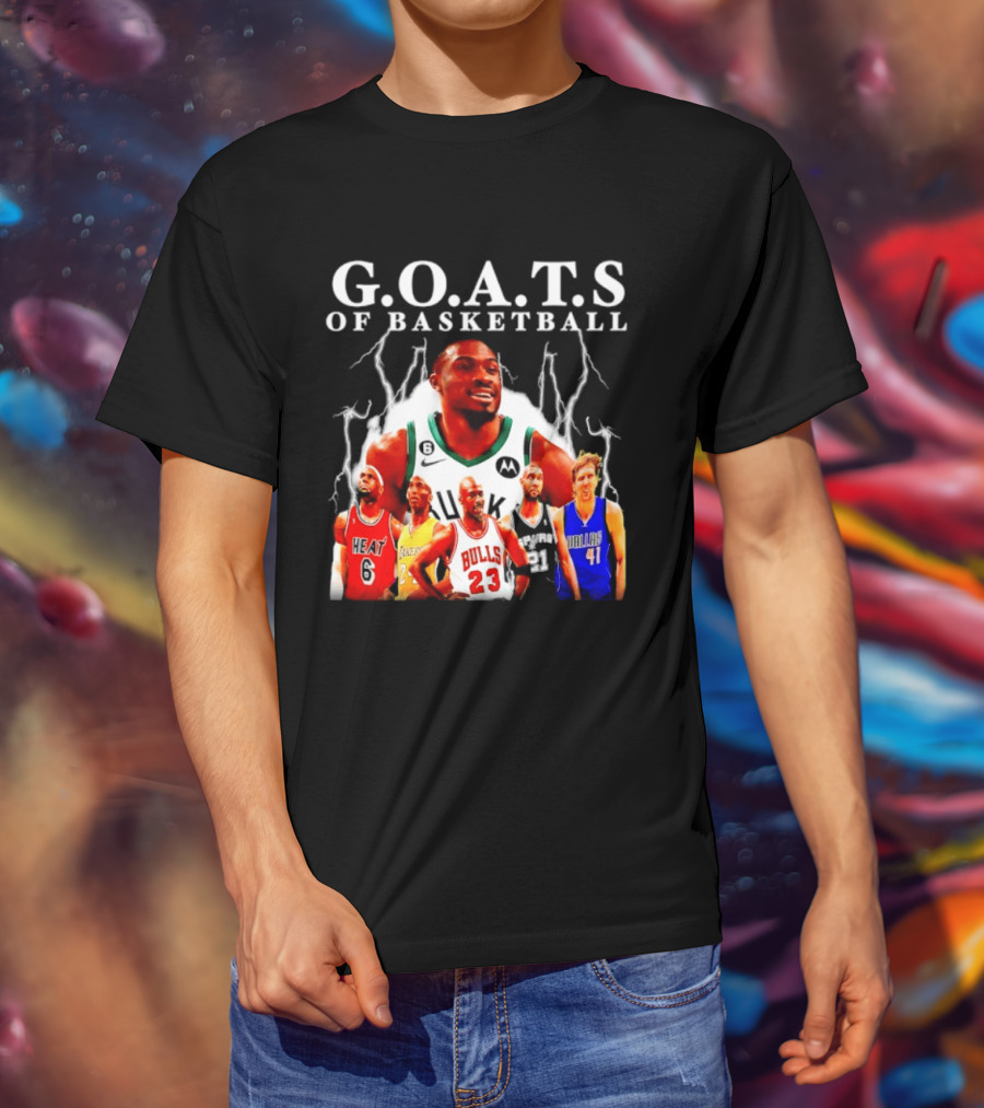 G.O.A.T.S Of Basketball Giannis Antetokounmpo LeBron James Kobe Bryant Michael Jordan Tim Duncan Dirk Nowitzki T-Shirt