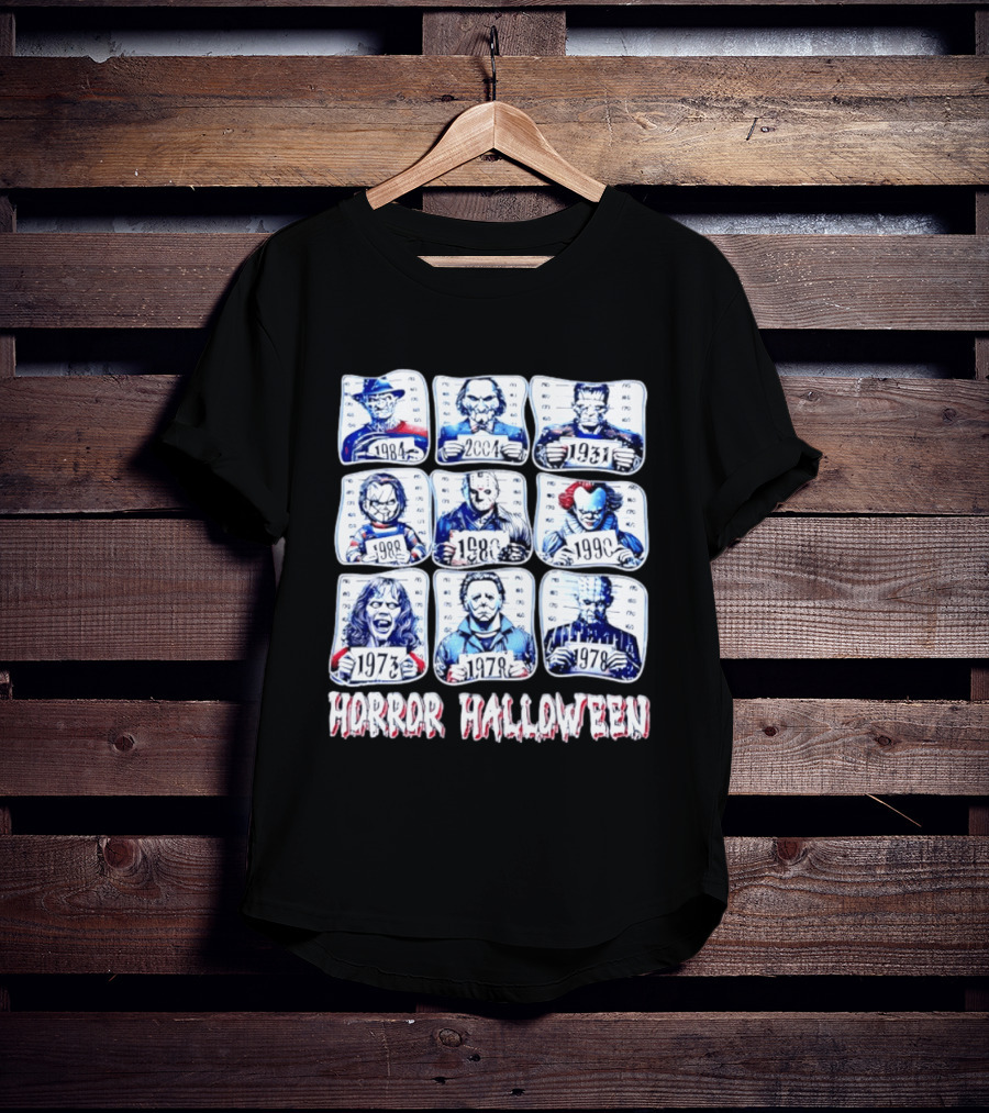Horror Halloween Shot Characters 1973 1978 1980 1984 1988 1990 2004 Iconic Slashers T-Shirt