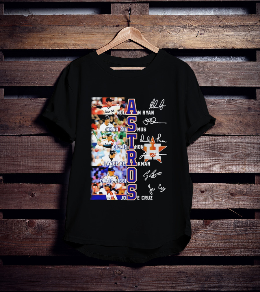 Nolan Ryan Brad Ausmus Dickie Thon Lance Berkman Craig Biggio Jose Cruz Houston Astros Baseball Legends T-Shirt