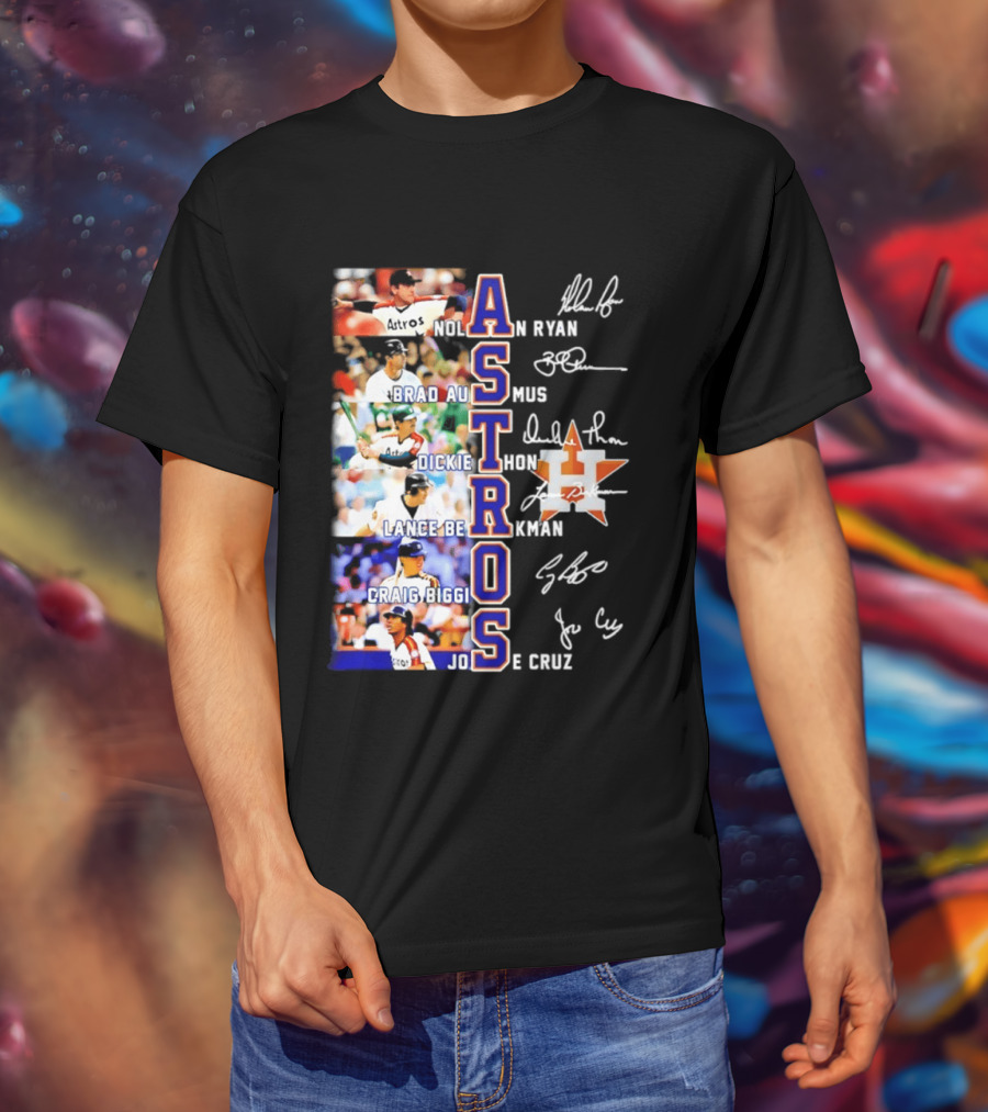 Nolan Ryan Brad Ausmus Dickie Thon Lance Berkman Craig Biggio Jose Cruz Houston Astros Baseball Legends T-Shirt