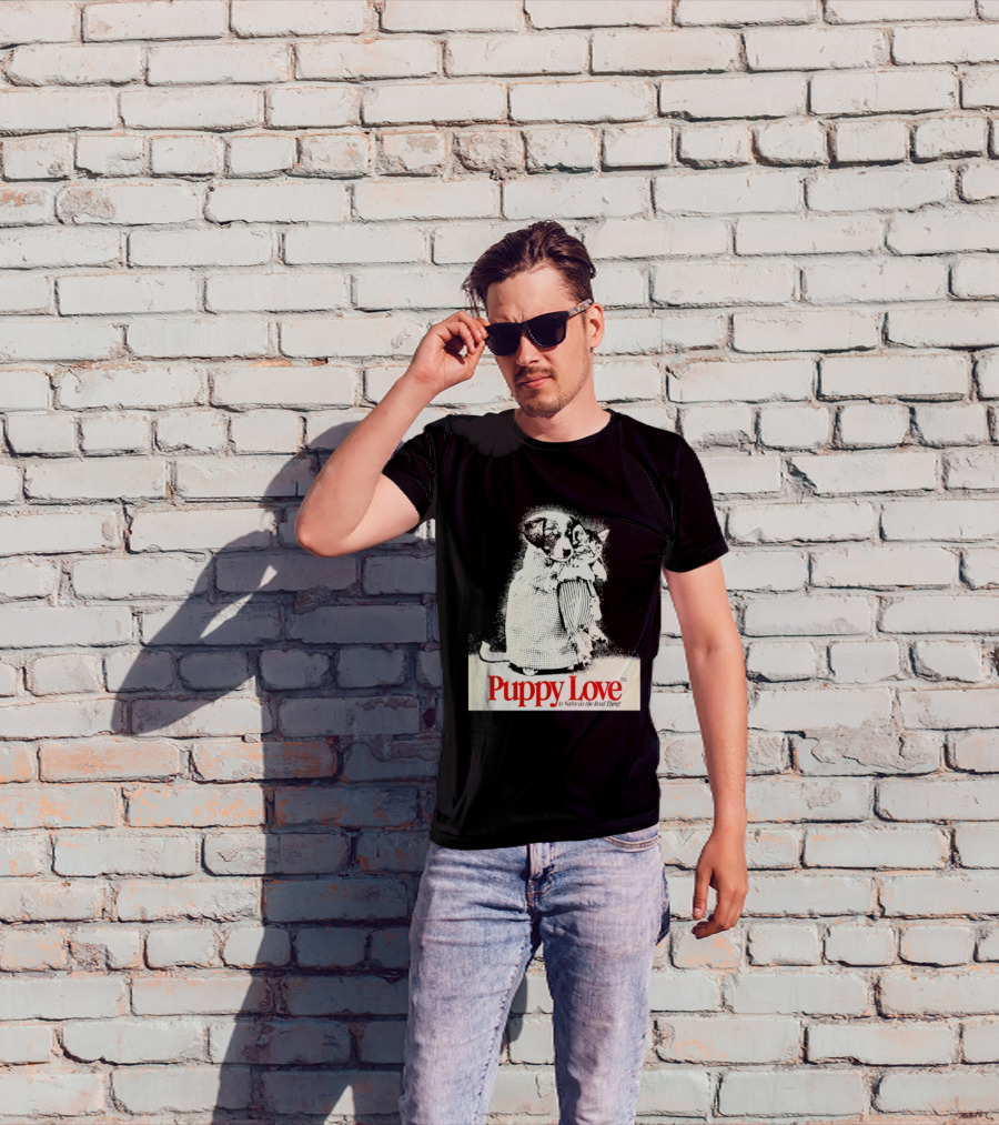 Puppy Love Naive Romance In Print T-Shirt
