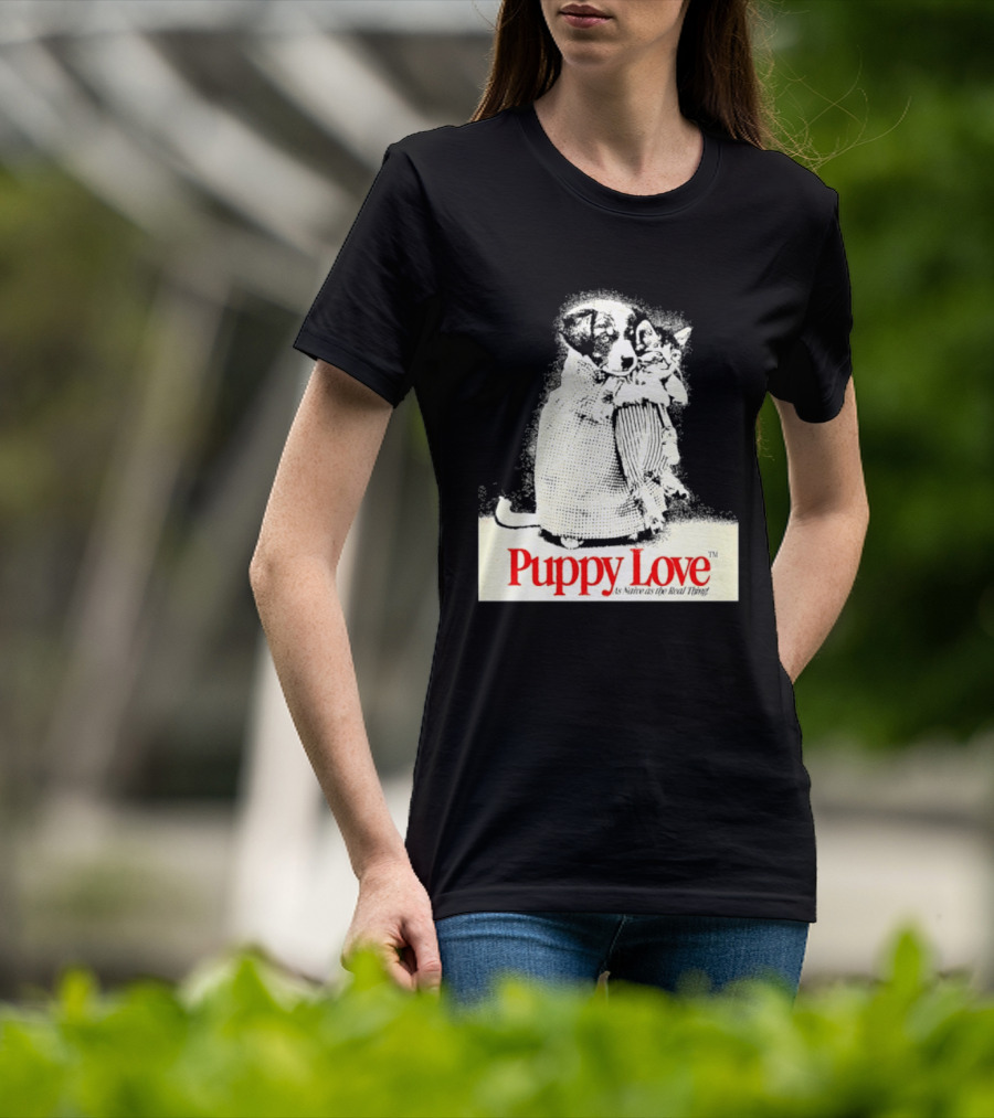Puppy Love Naive Romance In Print T-Shirt