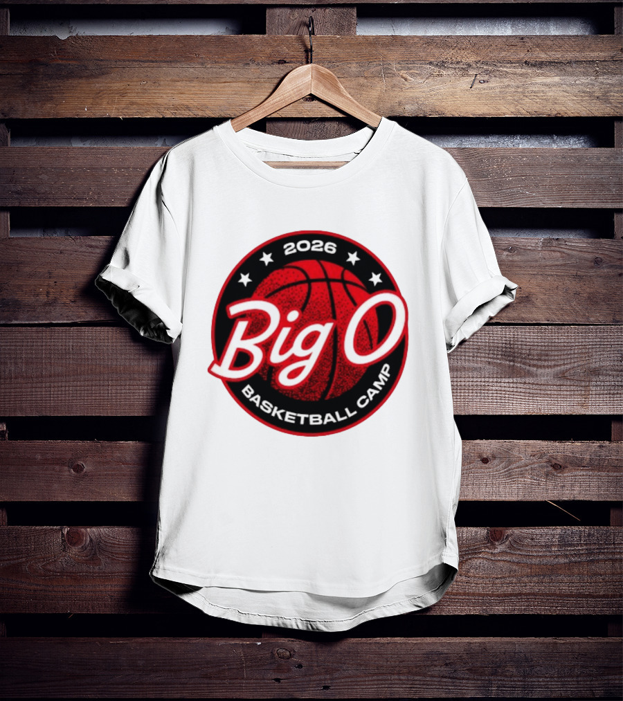 Big O Basketball Camp 2026 Red Basketball Circle Stars T-Shirt