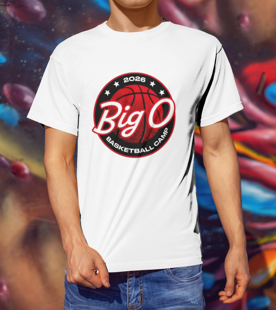 Big O Basketball Camp 2026 Red Basketball Circle Stars T-Shirt