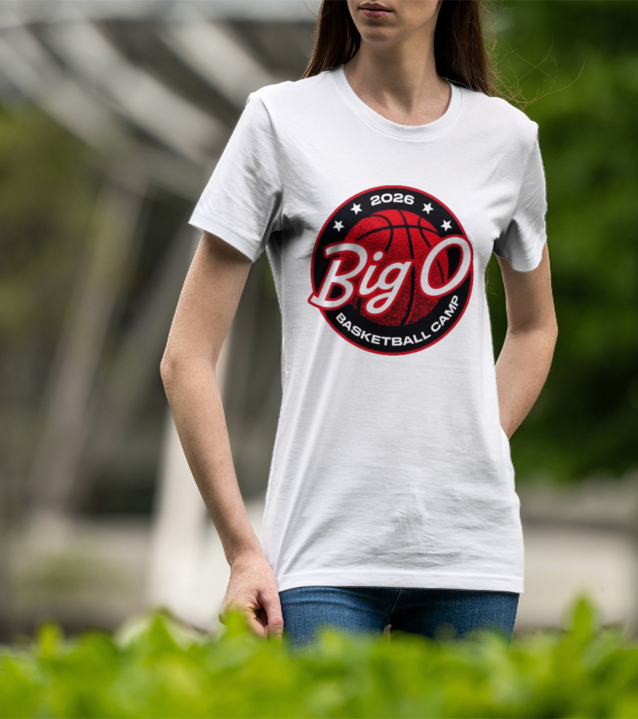 Big O Basketball Camp 2026 Red Basketball Circle Stars T-Shirt