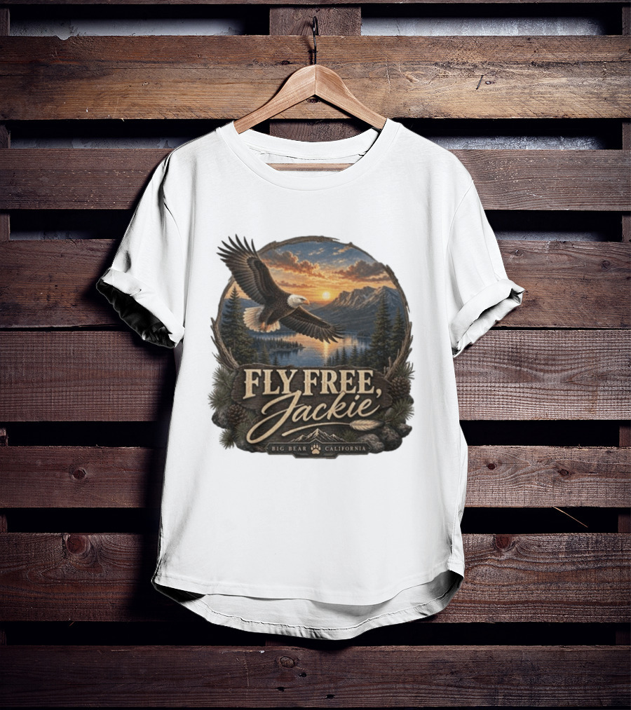 Fly Free Jackie Eagle Soaring Big Bear California Sunset T-Shirt