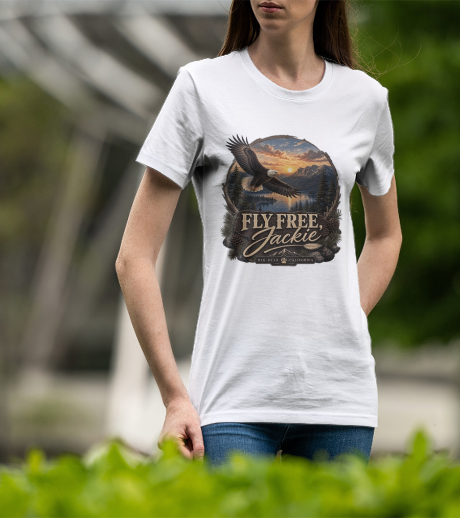 Fly Free Jackie Eagle Soaring Big Bear California Sunset T-Shirt