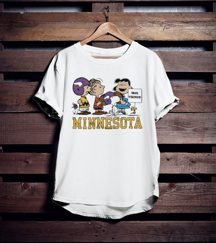 Minnesota Vikings Peanuts Skol Vikings Linus Lucy Woodstock Charlie Brown T-Shirt