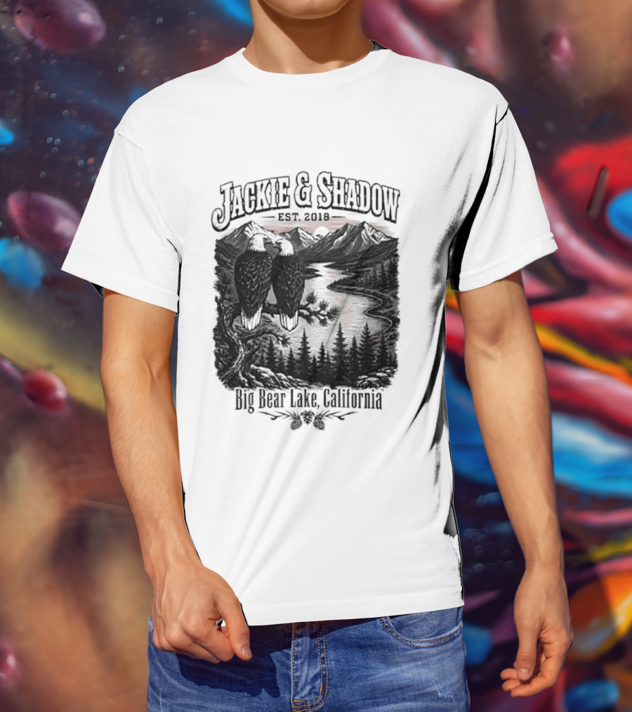 Jackie And Shadow Est 2018 Big Bear Lake California Mountain Scene T-Shirt