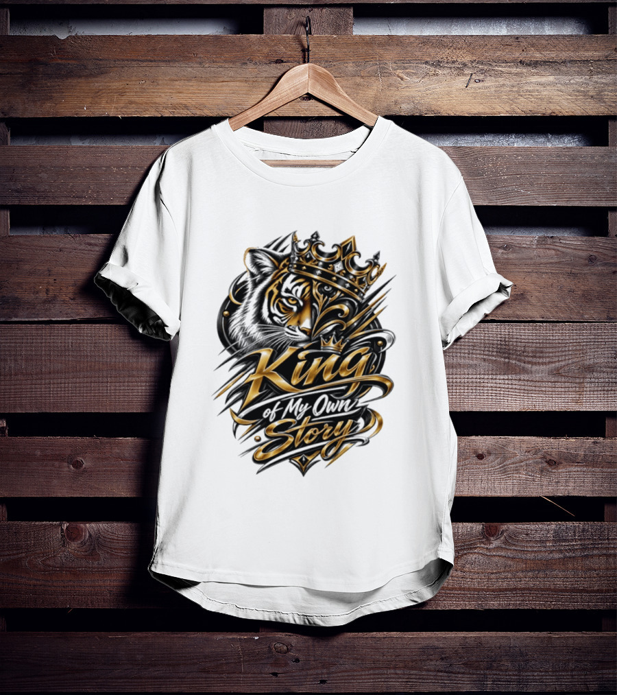 King Of My Own Story Tiger Crown Motif T-Shirt