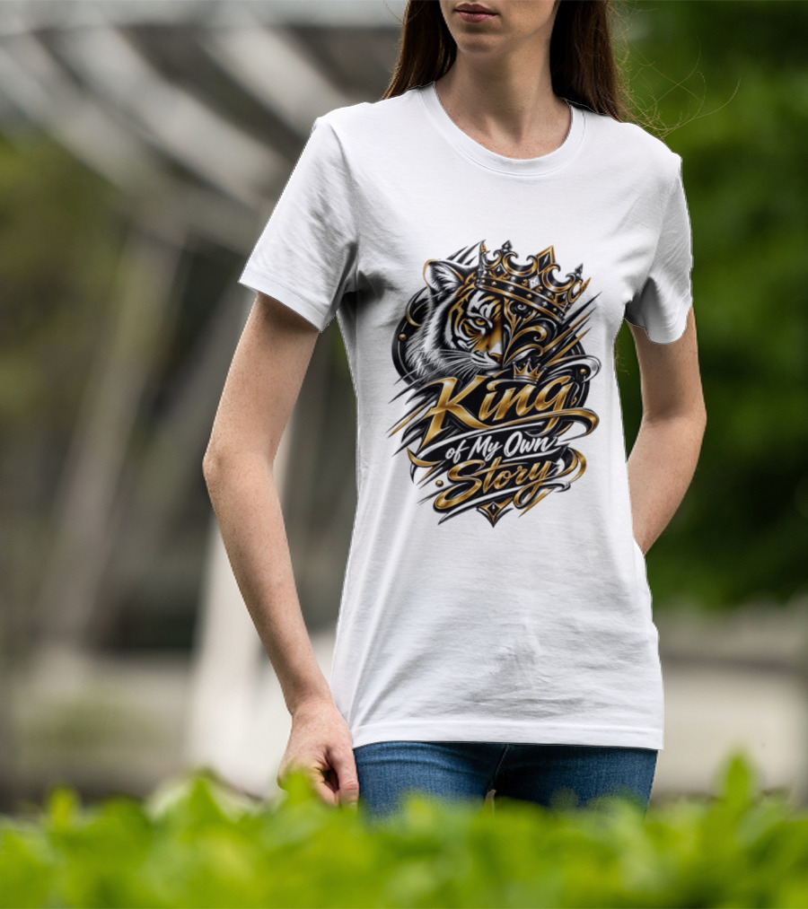 King Of My Own Story Tiger Crown Motif T-Shirt