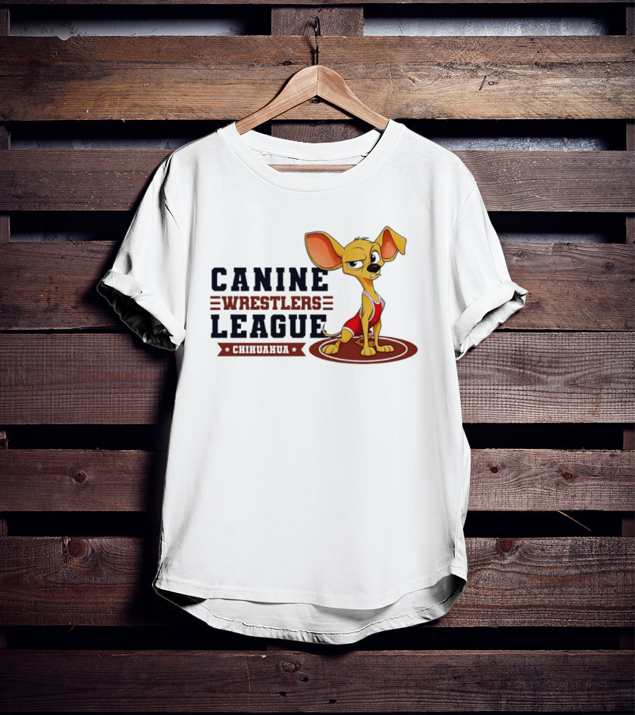 Canine Wrestlers League Chihuahua Wrestler Cartoon T-Shirt