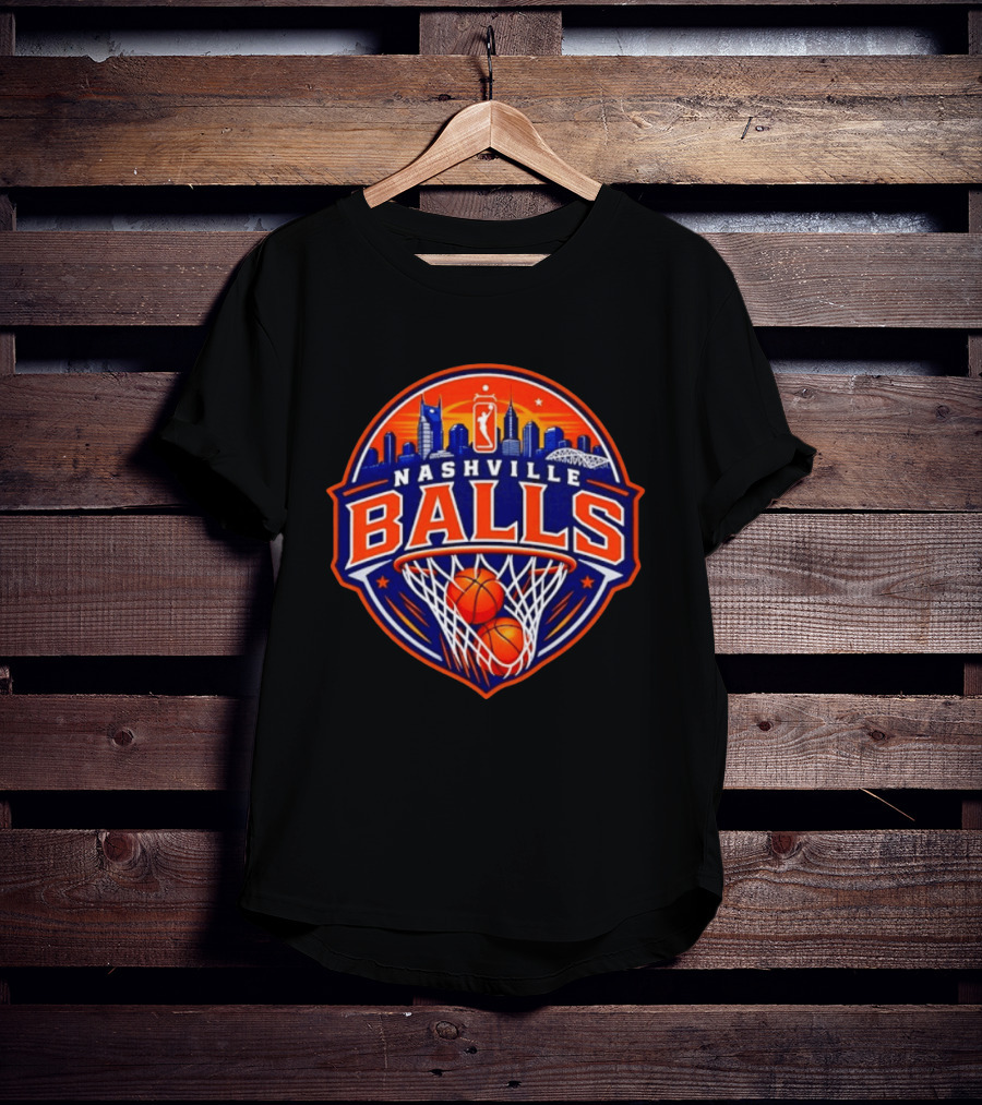 Nashville Balls Basketball Sports Skyline And Net T-Shirt
