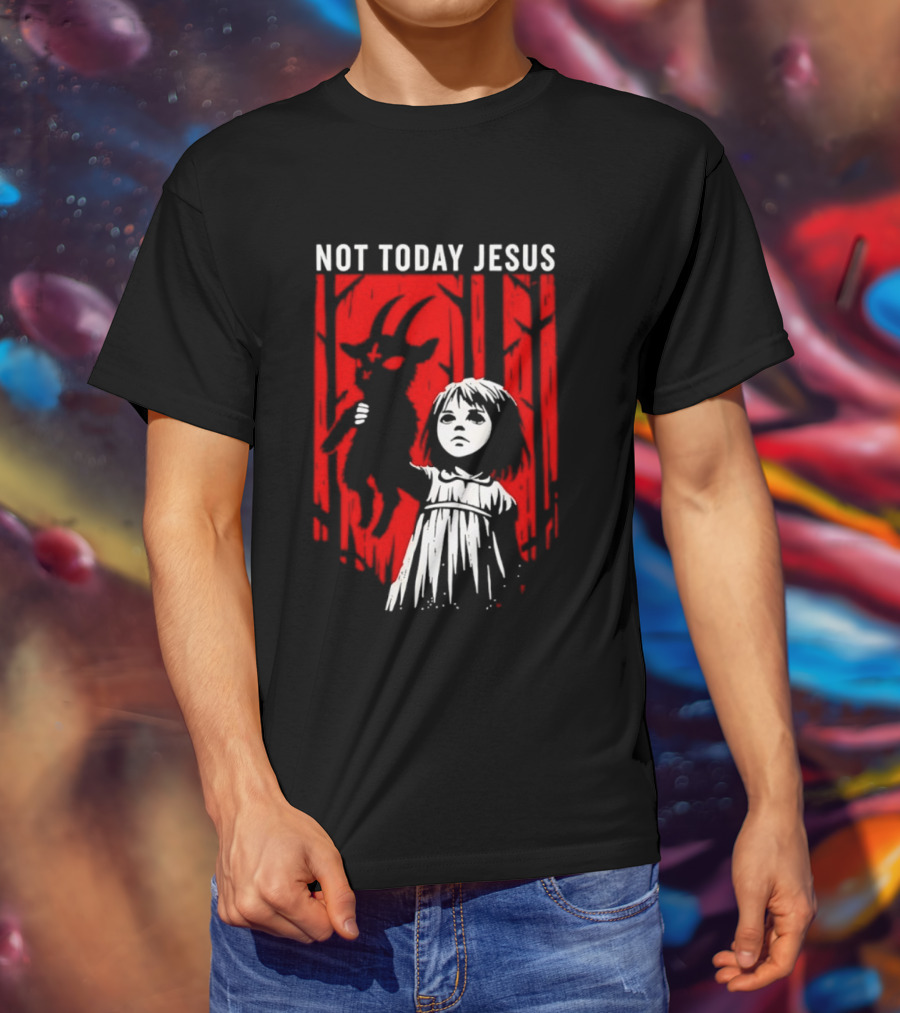 Not Today Jesus Satanic Goat Occult Gothic Girl T-Shirt