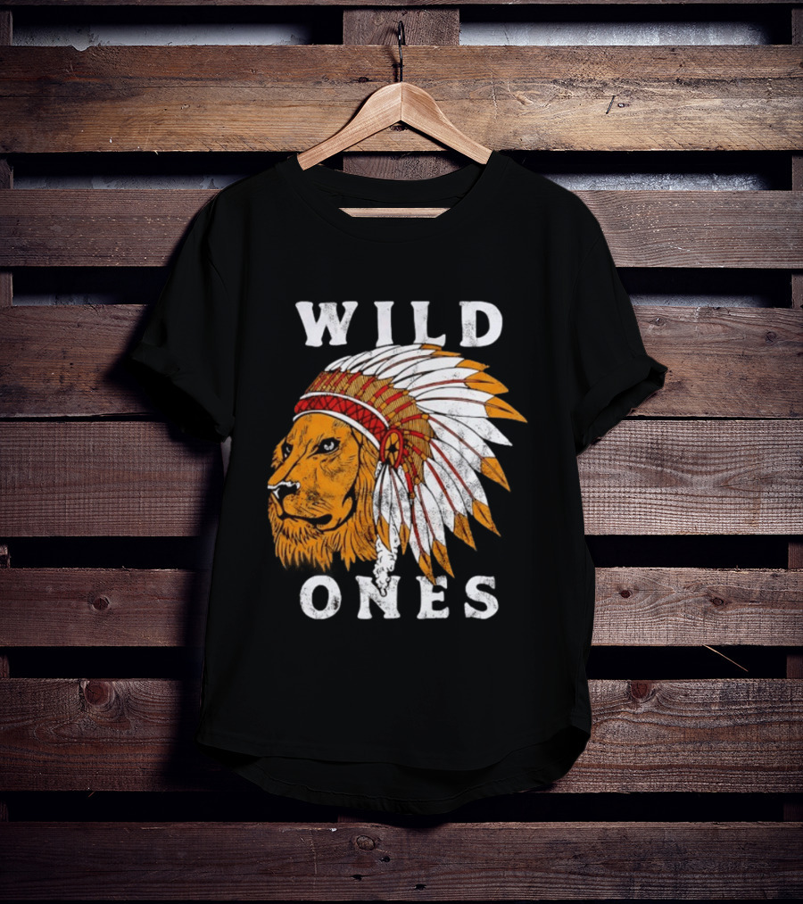 Wild Ones Lion Native American Headdress T-Shirt