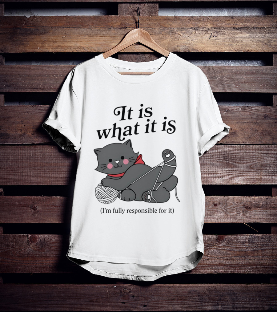 It Is What It Is Playful Cat With Yarn I'm Fully Responsible For It T-Shirt