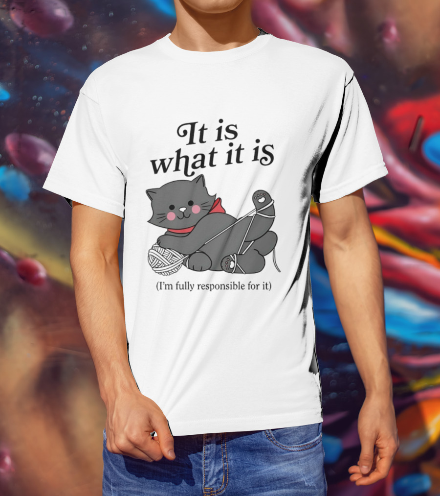 It Is What It Is Playful Cat With Yarn I'm Fully Responsible For It T-Shirt