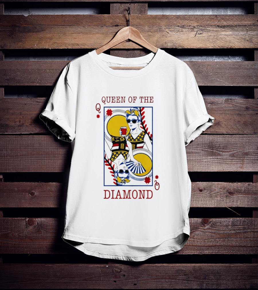 Queen Of The Diamond Playing Card Baseball T-Shirt