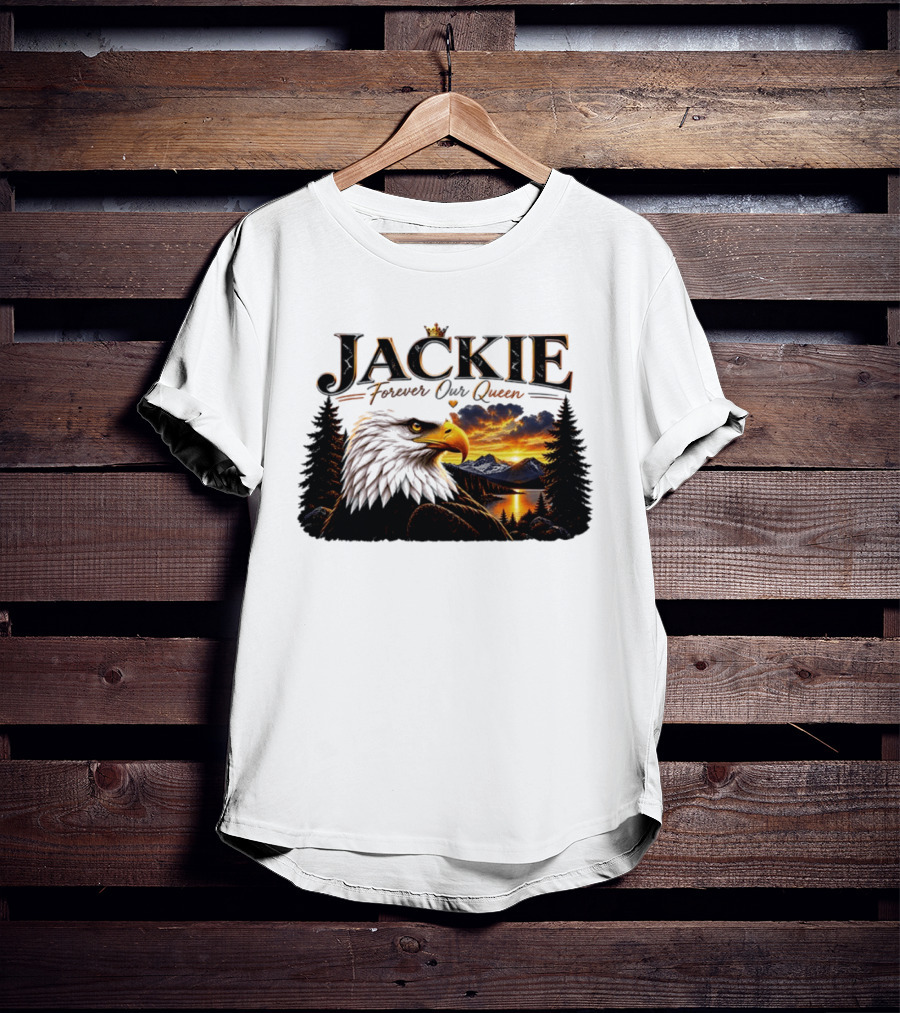 Jackie Forever Our Queen Eagle Sunset Mountain Scene T-Shirt