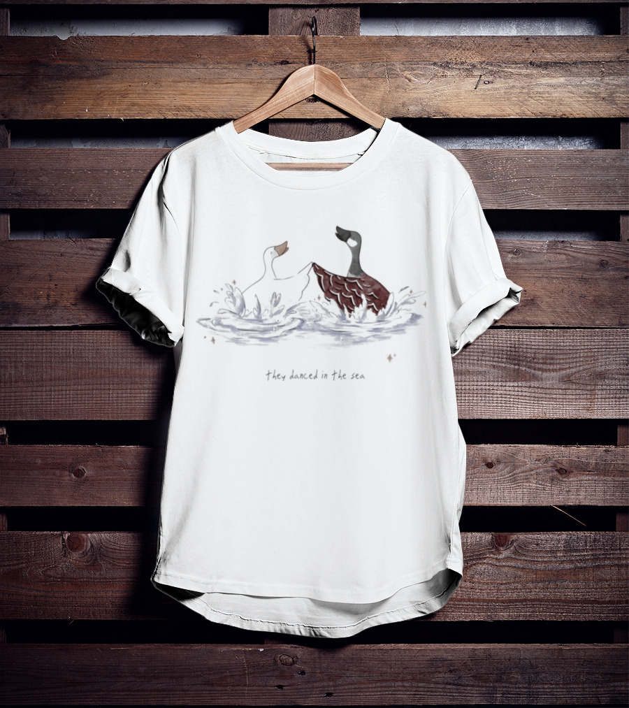 They Danced In The Sea Goose Ducks Watercolor T-Shirt