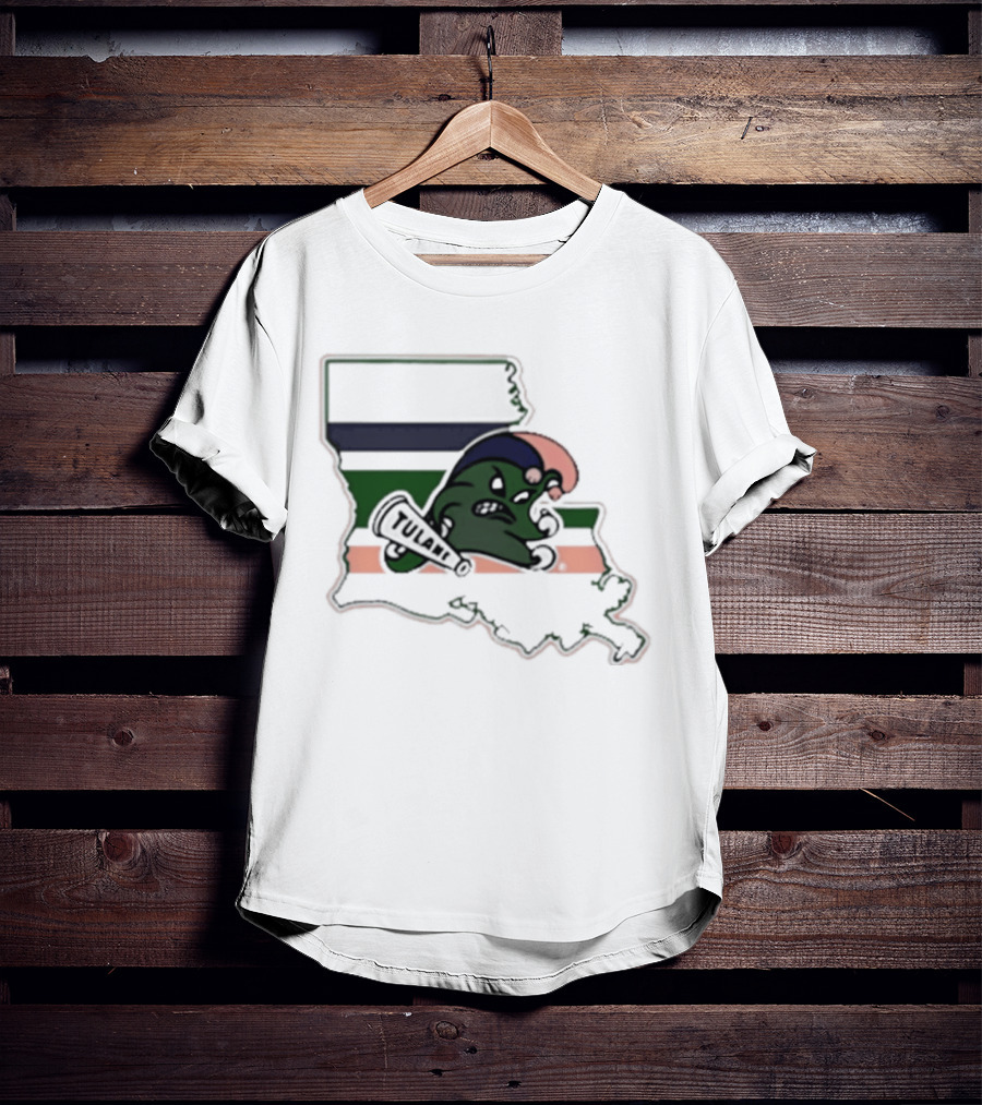 Tulane Green Wave Louisiana State Mardi Gras Map T-Shirt
