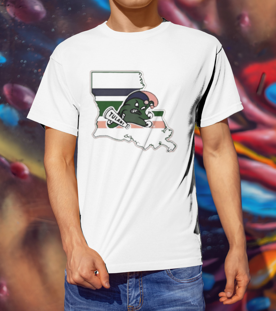 Tulane Green Wave Louisiana State Mardi Gras Map T-Shirt