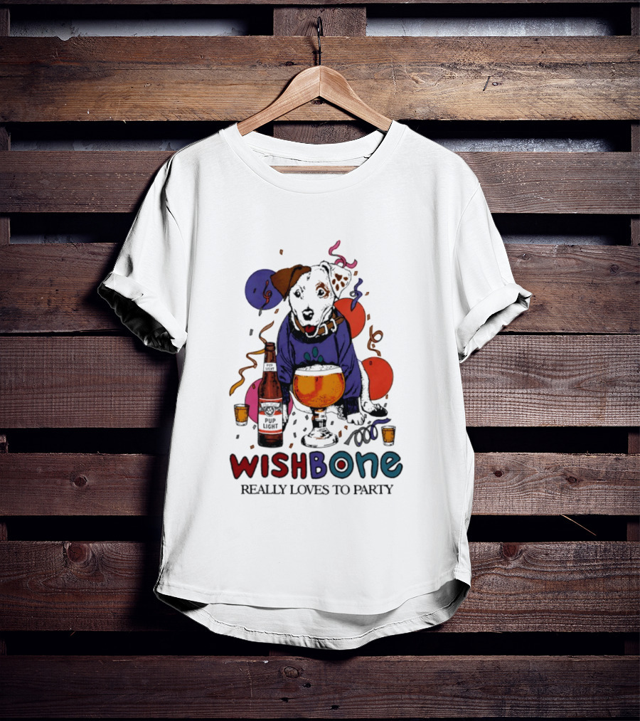 Wishbone Really Loves To Party Dog Beer Celebration T-Shirt