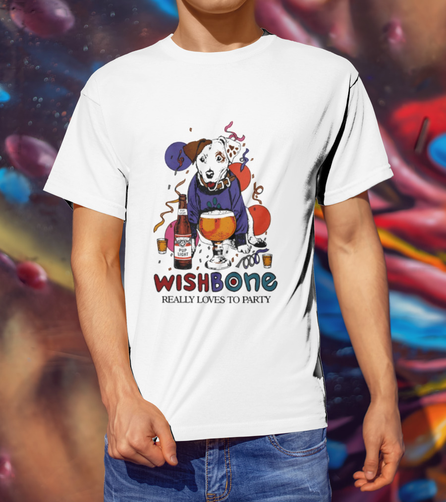 Wishbone Really Loves To Party Dog Beer Celebration T-Shirt