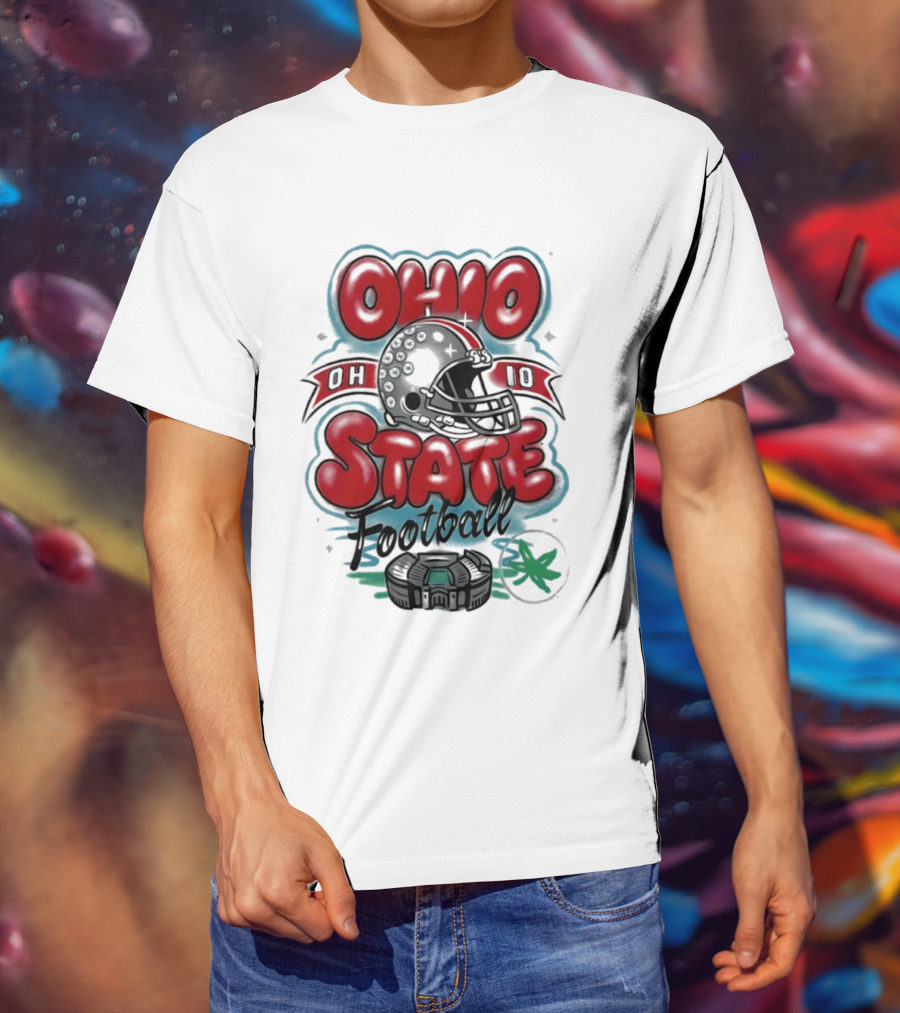 Ohio State Buckeyes Football 90s Bootleg Airbrush Helmet Stadium T-Shirt