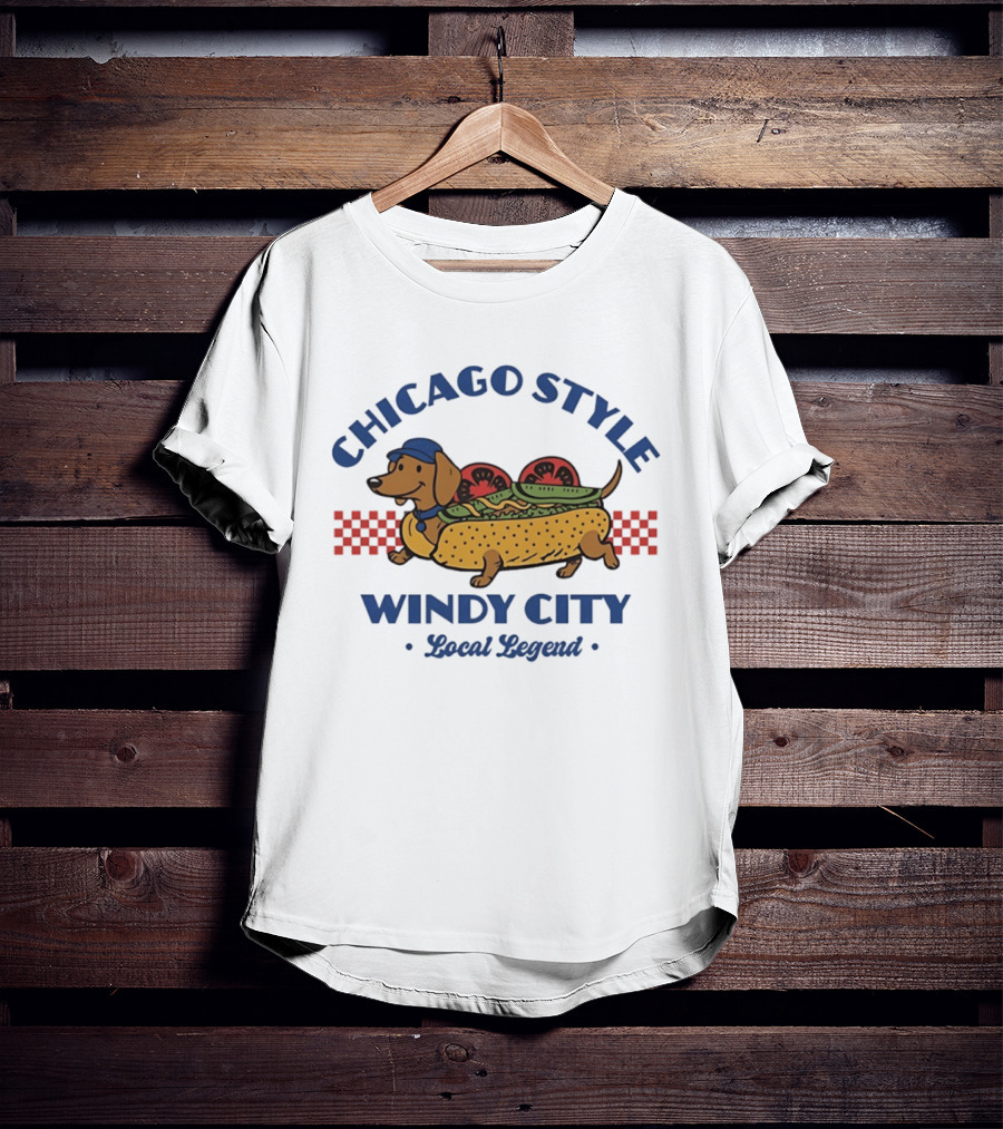 Chicago Style Windy City Local Legend Dachshund Hot Dog T-Shirt