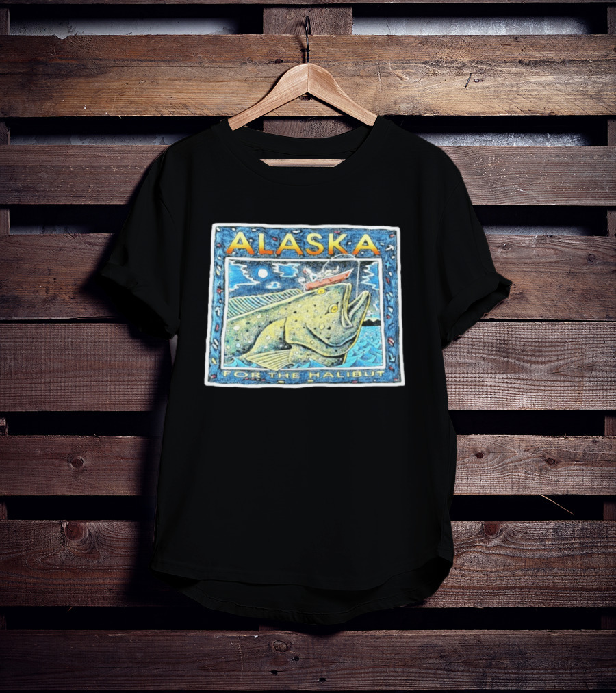 Alaska For The Halibut Fishing Adventure Under Moonlit Sky T-Shirt