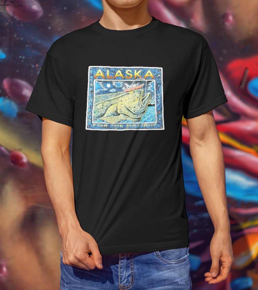 Alaska For The Halibut Fishing Adventure Under Moonlit Sky T-Shirt