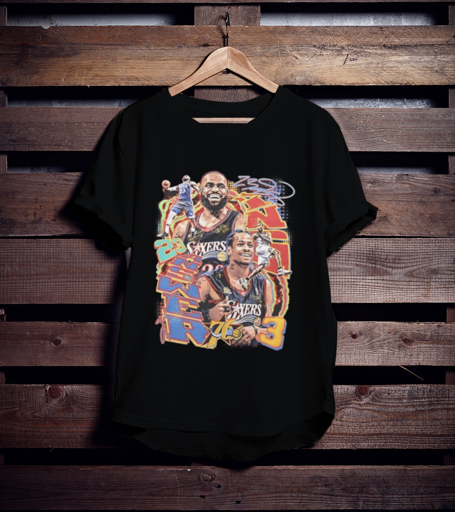 Allen Iverson LeBron James 23 Sixers NBA 76ers 3 Basketball Legends T-Shirt