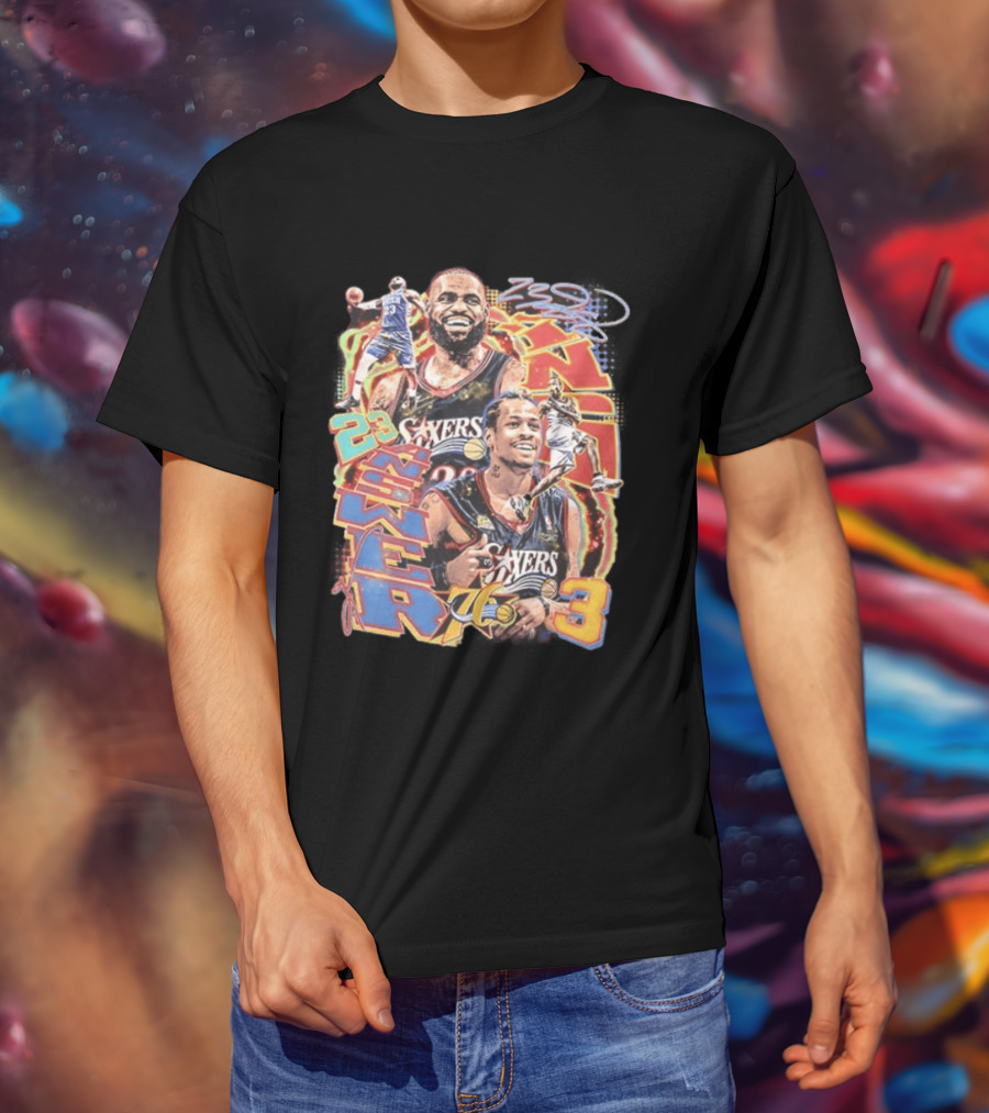 Allen Iverson LeBron James 23 Sixers NBA 76ers 3 Basketball Legends T-Shirt