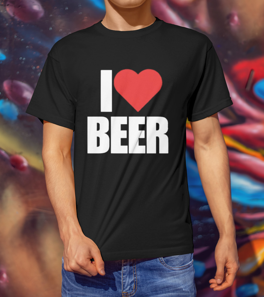 I Love Beer Bold Red Heart T-Shirt
